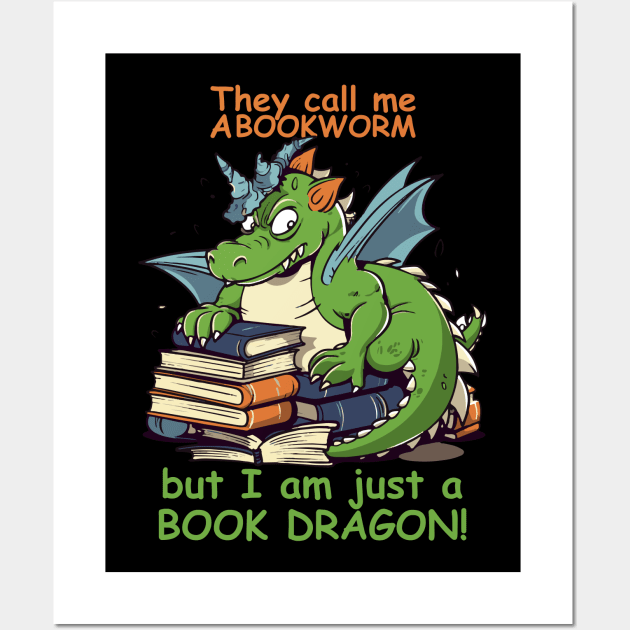 Bookworm? Book Dragon! Wall Art by tatadonets